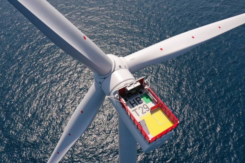 Une turbine du parc éolien offshore Horn Sea II. 