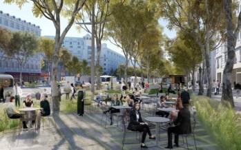 Des terrasses et des transports propres remplaceraient une partie de l'actuelle 2x4 voies des Champs-&Eacute;lys&eacute;es. &copy; PCA-STREAM